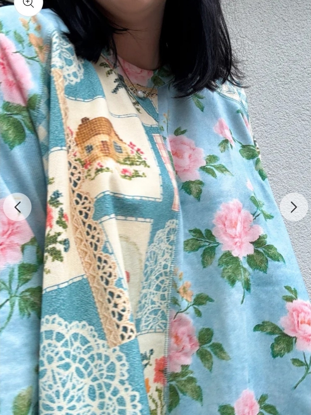 NEW! Davi & Dani Charmed Floral Patchwork Oversized Sweatshirt Blue & Pink, NWT - Picture 4 of 6